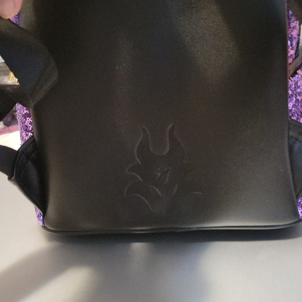 Loungefly Disney Purple Sequin Maleficent Backpack - Picture 4 of 5